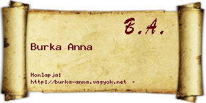 Burka Anna névjegykártya