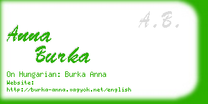 anna burka business card